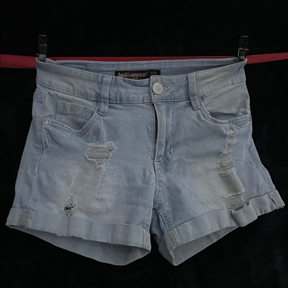 Dollhouse Faded Blue Ripped Jean Shorts